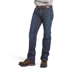 Ariat Men's FR M5 Straight Leg Stackable Work Jeans Medium Blue Wash 40x34